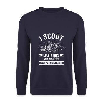 I Scout Like A Girl You Could Too If You Would Try - Unisex Pullover - Navy - Vorne - Alina (178cm) & Michal (187cm)