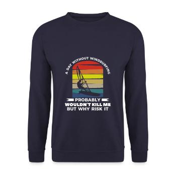 Rétro : une journée sans planche à voile ne le serait probablement pas - Sweat-shirt Unisexe - marine - Devant - Alina (178cm) & Michal (187cm)