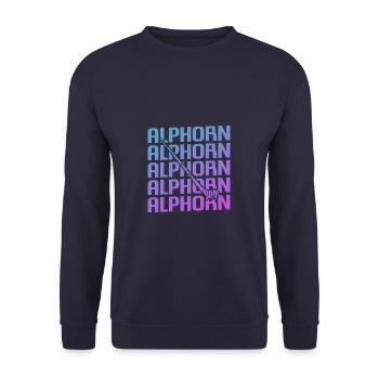 Retro Vintage Classic pour un joueur de cor des Alpes fait - Sweat-shirt Unisexe - marine - Devant - Alina (178cm) & Michal (187cm)