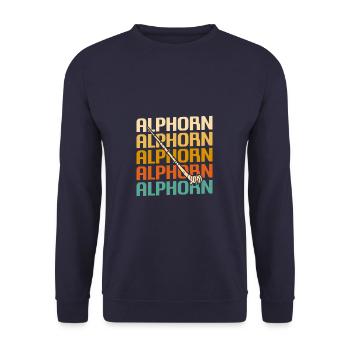 Retro Vintage Classic pour un joueur de cor des Alpes fait - Sweat-shirt Unisexe - marine - Devant - Alina (178cm) & Michal (187cm)