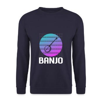 Retro Vintage Classic Banjo Instrument Banjoist - Unisex Sweatshirt - navy - Front - Alina (178cm) & Michal (187cm)