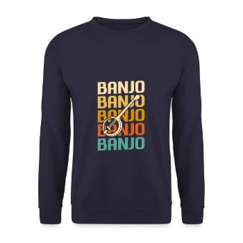 Retro Vintage Classic Banjo Instrument Banjoist - Unisex Sweatshirt - navy - Front - Alina (178cm) & Michal (187cm)