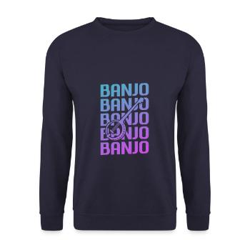 Retro Vintage Classic Banjo Instrument Banjoist - Unisex Sweatshirt - navy - Front - Alina (178cm) & Michal (187cm)