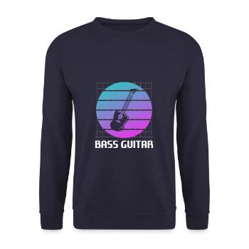 Retro Vintage Classic Instrument de Guitare Basse Guita - Sweat-shirt Unisexe - marine - Devant - Alina (178cm) & Michal (187cm)