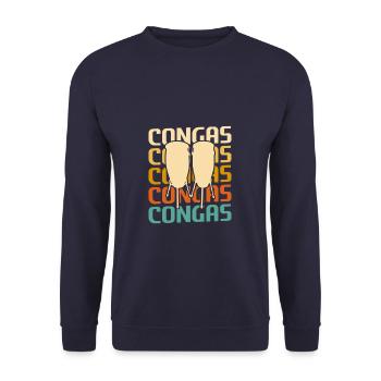 Retro Vintage Classic Congas Player Instrument - Unisex Pullover - Navy - Vorne - Alina (178cm) & Michal (187cm)