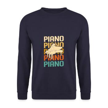 Pianiste d’instrument de piano classique rétro vintage - Sweat-shirt Unisexe - marine - Devant - Alina (178cm) & Michal (187cm)