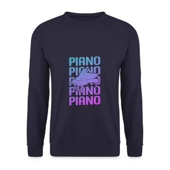 Pianiste d’instrument de piano classique rétro vintage - Sweat-shirt Unisexe - marine - Devant - Alina (178cm) & Michal (187cm)