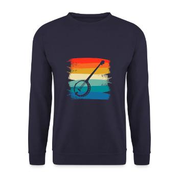 Retro Vintage Classic Banjo Instrument Banjoist - Unisex Sweatshirt - navy - Front - Alina (178cm) & Michal (187cm)