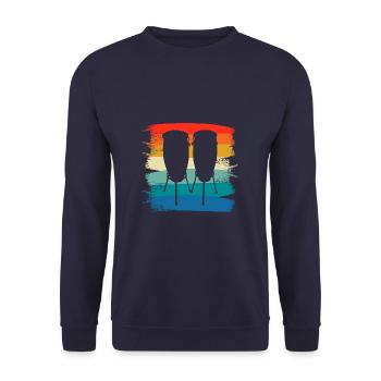 Retro Vintage Classic Congas Player Instrument - Unisex Pullover - Navy - Vorne - Alina (178cm) & Michal (187cm)