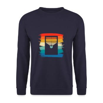 Retro Vintage Classic Kalimba Player Instrument - Unisex Pullover - Navy - Vorne - Alina (178cm) & Michal (187cm)