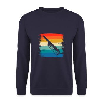 Retro Vintage Classic Keytar Player Instrument - Unisex Sweatshirt - navy - Front - Alina (178cm) & Michal (187cm)