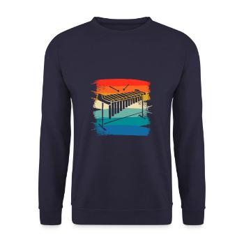 Retro Vintage Classic Marimba Player Instrument - Unisex Pullover - Navy - Vorne - Alina (178cm) & Michal (187cm)