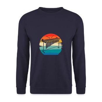 Retro Vintage Classic Marimba Player Instrument - Unisex Pullover - Navy - Vorne - Alina (178cm) & Michal (187cm)