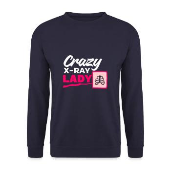 Crazy X-Ray Lady Radiologie Rayons X Radiologue Rad - Sweat-shirt Unisexe - marine - Devant - Alina (178cm) & Michal (187cm)