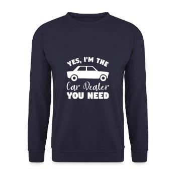 Yes I'm The Car Dealer You Need Auto Salesman Sale - Unisex Pullover - Navy - Vorne - Alina (178cm) & Michal (187cm)
