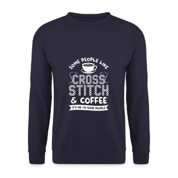 Certaines personnes aiment le point de croix et le crochet au café Q - Sweat-shirt Unisexe - marine - Devant - Alina (178cm) & Michal (187cm)