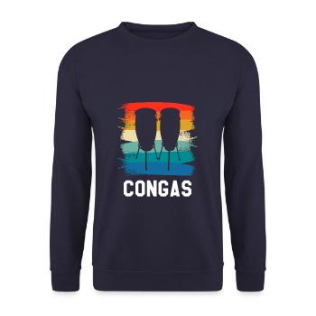 Retro Vintage Classic Congas Player Instrument - Unisex Pullover - Navy - Vorne - Alina (178cm) & Michal (187cm)
