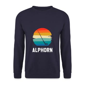 Retro Vintage Classic pour un joueur de cor des Alpes fait - Sweat-shirt Unisexe - marine - Devant - Alina (178cm) & Michal (187cm)