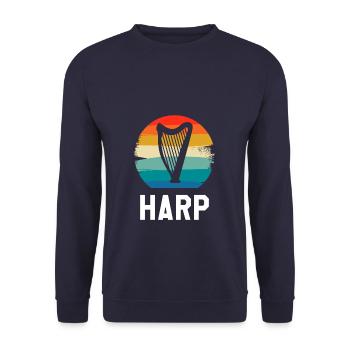Retro Vintage Classic Harp Instrument Guita - Unisex Pullover - Navy - Vorne - Alina (178cm) & Michal (187cm)