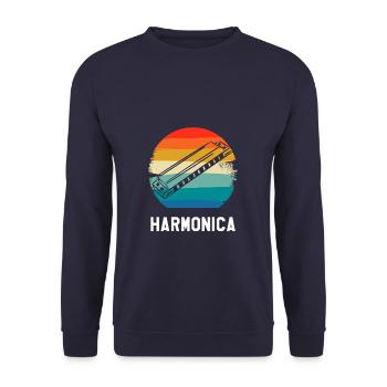 Retro Vintage Classic Harmonica Instrument - Unisex Sweatshirt - navy - Front - Alina (178cm) & Michal (187cm)