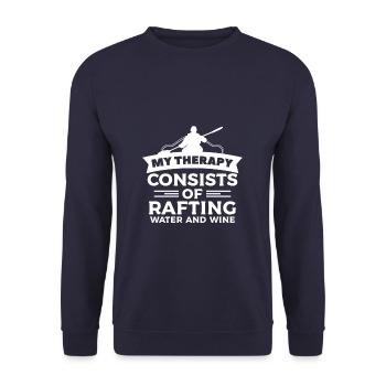 My Therapy Consists Of Rafting Water And Wine Kaya - Unisex Sweatshirt - navy - Front - Alina (178cm) & Michal (187cm)