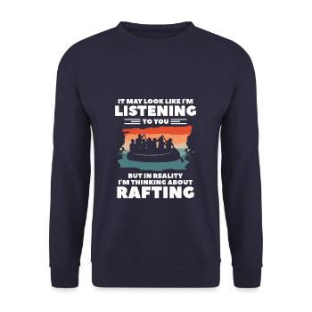 In Reality I'm Thinking About Rafting Kayaking Kay - Unisex Pullover - Navy - Vorne - Alina (178cm) & Michal (187cm)