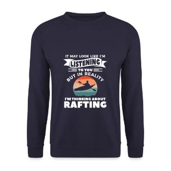It May Look Like I'm Listening To You Rafting Kaya - Unisex Sweatshirt - navy - Front - Alina (178cm) & Michal (187cm)