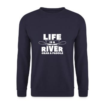 Life Is A River Grab A Paddle Kayaking Kayaker - Unisex Sweatshirt - navy - Front - Alina (178cm) & Michal (187cm)
