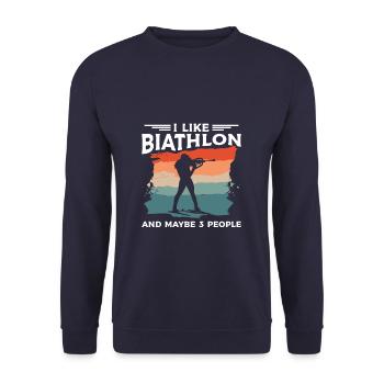 Retro I Like Biathlon And Maybe 3 People Biathlete - Unisex Sweatshirt - navy - Front - Alina (178cm) & Michal (187cm)