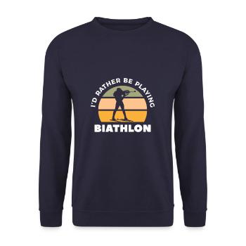 Retro I'd Rather Be Playing Biathlon Biathlete - Unisex Sweatshirt - navy - Front - Alina (178cm) & Michal (187cm)