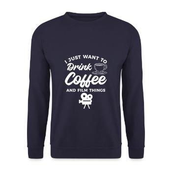 Je veux juste boire du café et filmer des choses Filmma - Sweat-shirt Unisexe - marine - Devant - Alina (178cm) & Michal (187cm)