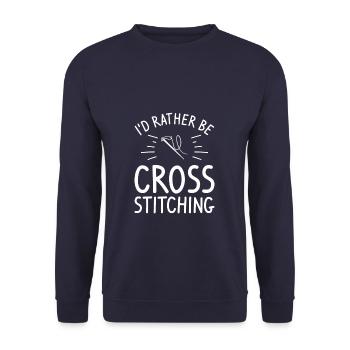 Je préfère être en point de croix au crochet courtepointe - Sweat-shirt Unisexe - marine - Devant - Alina (178cm) & Michal (187cm)