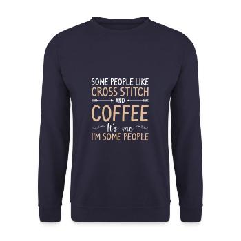 Certaines personnes aiment le point de croix et le crochet de café Q - Sweat-shirt Unisexe - marine - Devant - Alina (178cm) & Michal (187cm)