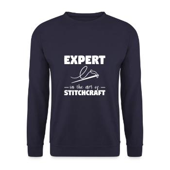 Expert Dans L’Art De Couture Au Crochet Quilting - Sweat-shirt Unisexe - marine - Devant - Alina (178cm) & Michal (187cm)
