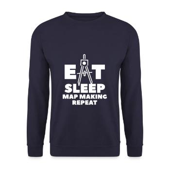 Eat Sleep Map Making Repeat Cartographer Cartograp - Unisex Sweatshirt - navy - Front - Alina (178cm) & Michal (187cm)