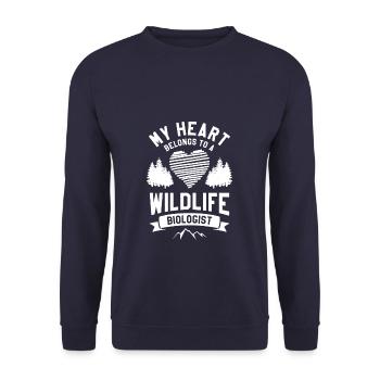 My Heart Belongs To A Wildlife Biologist Biology - Unisex Sweatshirt - navy - Front - Alina (178cm) & Michal (187cm)