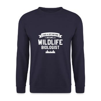 I Had A Life Before I Became A Wildlife Biologist - Unisex Sweatshirt - navy - Front - Alina (178cm) & Michal (187cm)