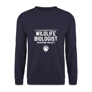Wildlife Biologist Reporting For Duty Biology - Unisex Sweatshirt - navy - Front - Alina (178cm) & Michal (187cm)