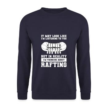 It May Look Like I'm Listening To You Rafting Kaya - Unisex Sweatshirt - navy - Front - Alina (178cm) & Michal (187cm)