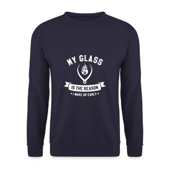 My Glass Is The Reason I Wake Up Early Glassblowin - Unisex Sweatshirt - navy - Front - Alina (178cm) & Michal (187cm)