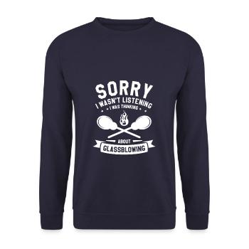Désolé, je n’écoutais pas, je pensais au verre - Sweat-shirt Unisexe - marine - Devant - Alina (178cm) & Michal (187cm)
