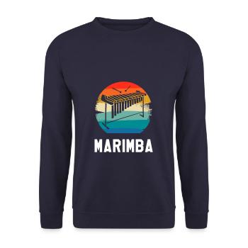 Retro Vintage Classic Marimba Player Instrument - Unisex Pullover - Navy - Vorne - Alina (178cm) & Michal (187cm)