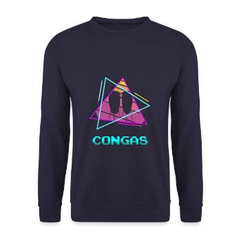 Retro Vintage Classic Congas Player Instrument - Unisex Pullover - Navy - Vorne - Alina (178cm) & Michal (187cm)
