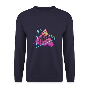 Retro Vintage Classic Marimba Player Instrument - Unisex Pullover - Navy - Vorne - Alina (178cm) & Michal (187cm)