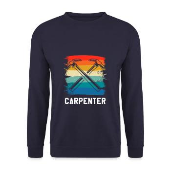 Retro Vintage Classic Carpenter Carpentry - Unisex Pullover - Navy - Vorne - Alina (178cm) & Michal (187cm)