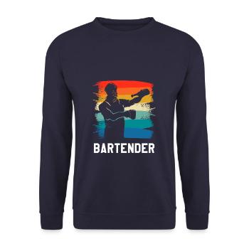 Retro Vintage Classic Bartender Bartending - Unisex Pullover - Navy - Vorne - Alina (178cm) & Michal (187cm)