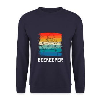 Retro Vintage Classic Beekeeper Beekeeping - Unisex Pullover - Navy - Vorne - Alina (178cm) & Michal (187cm)