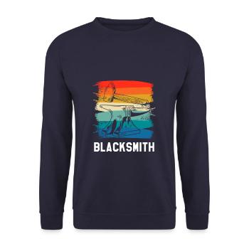 Retro Vintage Classic Blacksmith Blacksmithing - Unisex Pullover - Navy - Vorne - Alina (178cm) & Michal (187cm)