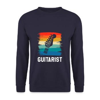 Retro Vintage Classic Guitarist Guitar - Unisex Pullover - Navy - Vorne - Alina (178cm) & Michal (187cm)