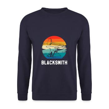 Retro Vintage Classic Blacksmith Blacksmithing - Unisex Pullover - Navy - Vorne - Alina (178cm) & Michal (187cm)